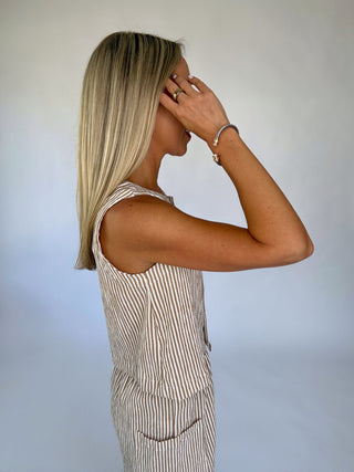 Perfectly Aligned Striped Tank - Mocha