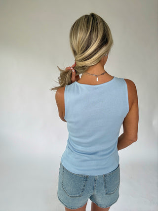 Talk To Me Tank - Powder Blue