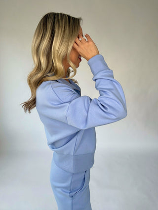 Running Errands Half Zip Top - Perri Blue