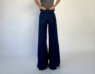 Keep It In Line Wide Leg Jeans - Dark Denim