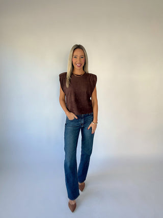 Part of The Plan Faux Suede Top - Brown