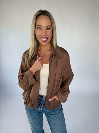 A Rich Addition Bubble Hem Jacket - Mocha