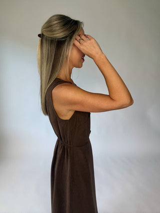 Irresistible Charm Lace Trim Midi Dress - Brown