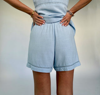 Lunch On The Terrace Shorts - Sky Blue