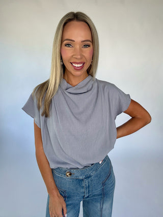 Gathered In Grace Top - Dusty Blue