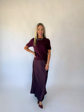 The Classic Moment Short Sleeve Sweater - Dark Cherry