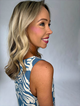 Sunset in Santorini Dress - Blue & Ivory