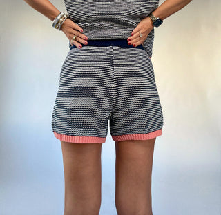 Hot Take Knit Shorts - Navy & Peach