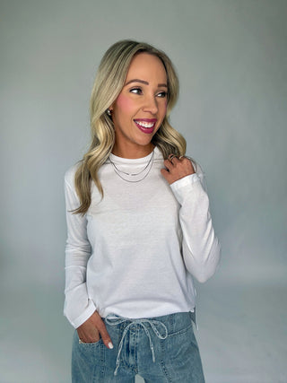 Open Skies Cotton Long Sleeve Top - White