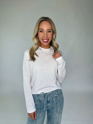 Open Skies Cotton Long Sleeve Top - White