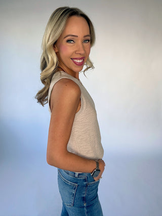 Basic Is Best Sleeveless Knit Top - Light Beige