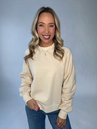 SANCTUARY Shirred Sleeve Sweatshirt - Vanilla Creme