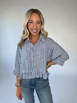 The Mia Striped Top - Blue