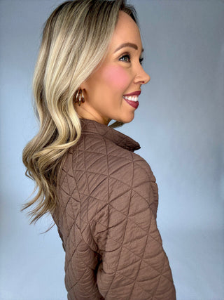 SANCTUARY Quilted Button Popover - Morel