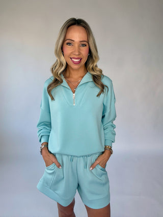 VARLEY Hawley Half Zip Sweat - Porcelain Blue