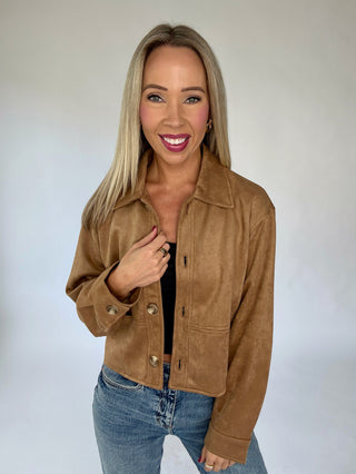 Let's Be Honest Suede Jacket - Camel