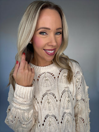 Winter Whispers Pearl Trim Sweater