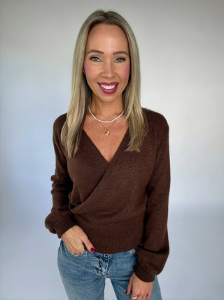 Wrapped Up In You Sweater - Dark Brown