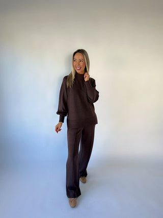 VARLEY The Wide Leg Pant 30" - Coffee Bean Marl