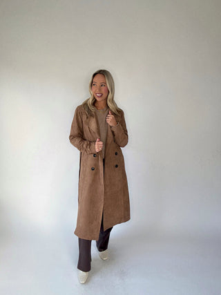 Decadent Mocha Suede Trench Coat
