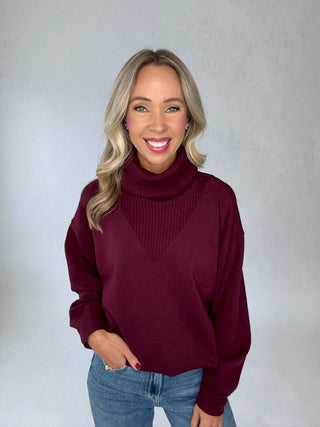 Turtle Neck Pullover - Dark Cherry