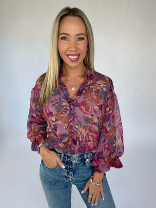 Love Me Softly Floral Top - Dusty Mauve Multi
