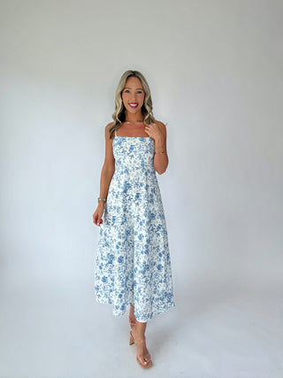 After All Is Said Midi Dress - Light Blue Multi