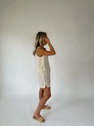As Simple As That Linen Blend Tank - Natural