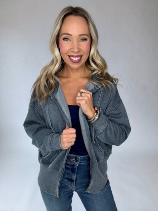 Cool Nights Zip Up Hoodie - Washed Navy