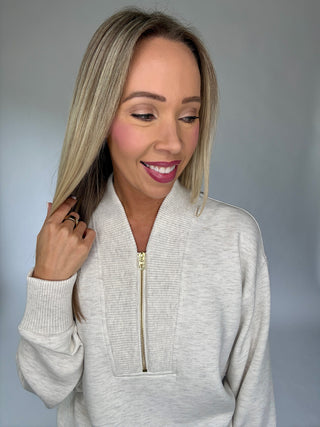 VARLEY Sally Half Zip Sweat - Ivory Marl