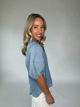 Take Notice Denim Top - Chambray