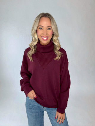 Turtle Neck Pullover - Dark Cherry