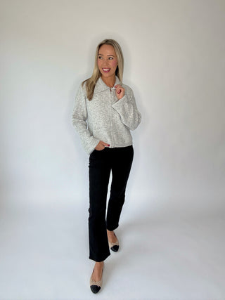 Above All Else Zip Up Sweater - Heather Grey