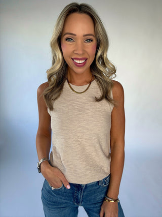 Basic Is Best Sleeveless Knit Top - Light Beige