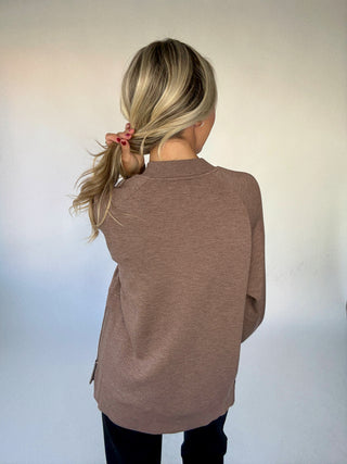 VARLEY Nicole Boyfriend Sweat - Deep Taupe Marl Fleck