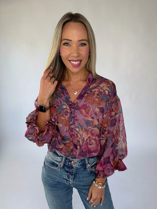 Love Me Softly Floral Top - Dusty Mauve Multi