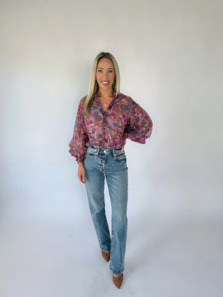 Love Me Softly Floral Top - Dusty Mauve Multi