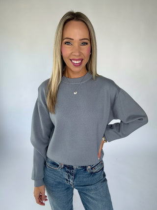 There When You Need Me Sweater - Dusty Blue