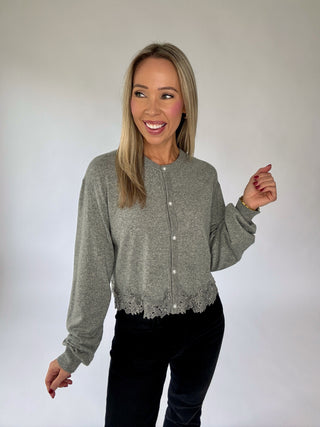 Flirty Frills Cardigan - Grey
