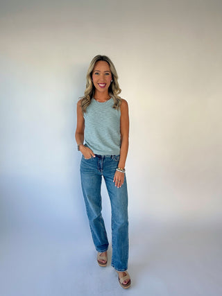 Basic Is Best Sleeveless Knit Top - Seafoam