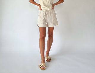 Met Your Match Striped Shorts - Natural Stripe