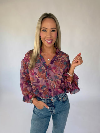 Love Me Softly Floral Top - Dusty Mauve Multi