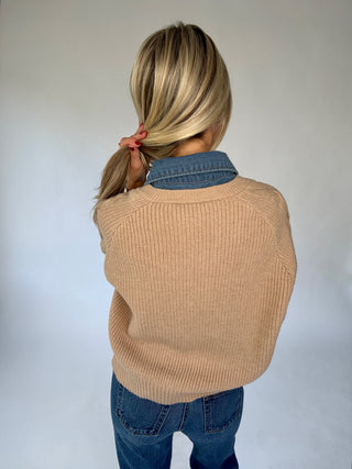 Work With Me Cable Knit Sweater - Taupe