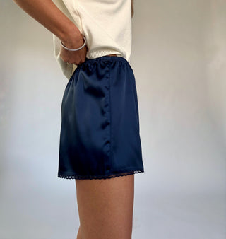 Delicate Details Satin Shorts - Midnight