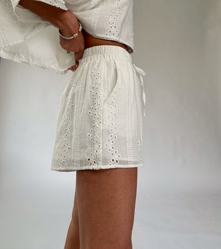 I Have My Eye On You Eyelet Shorts - Off White