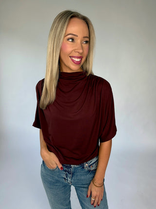 Darling Details Drape Top - Wine