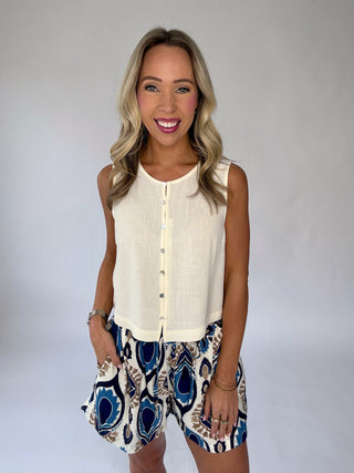Poetic Charm Button Up Top - Ivory