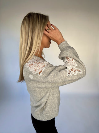 Effortless Elegance Cardigan - Grey/White