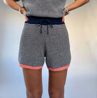 Hot Take Knit Shorts - Navy & Peach