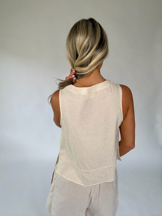 As Simple As That Linen Blend Tank - Natural